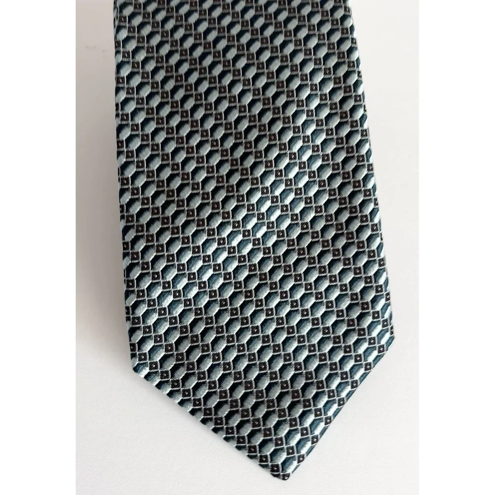 Vtg Jos A Bank Joseph 100% Silk Tie Teal Art Deco Geometric Made Italy NWT